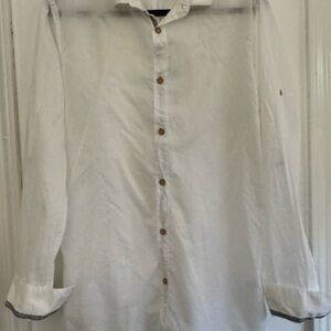 Zara Cream Button Down Shirt with Tan Buttons